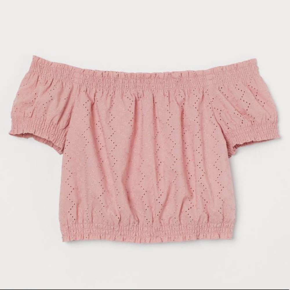 NWT! H&am Divided Off the Shoulder Eyelet Crop Top